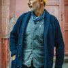 &SONS Pioneer British Wool Cardigan Navy Clearance
