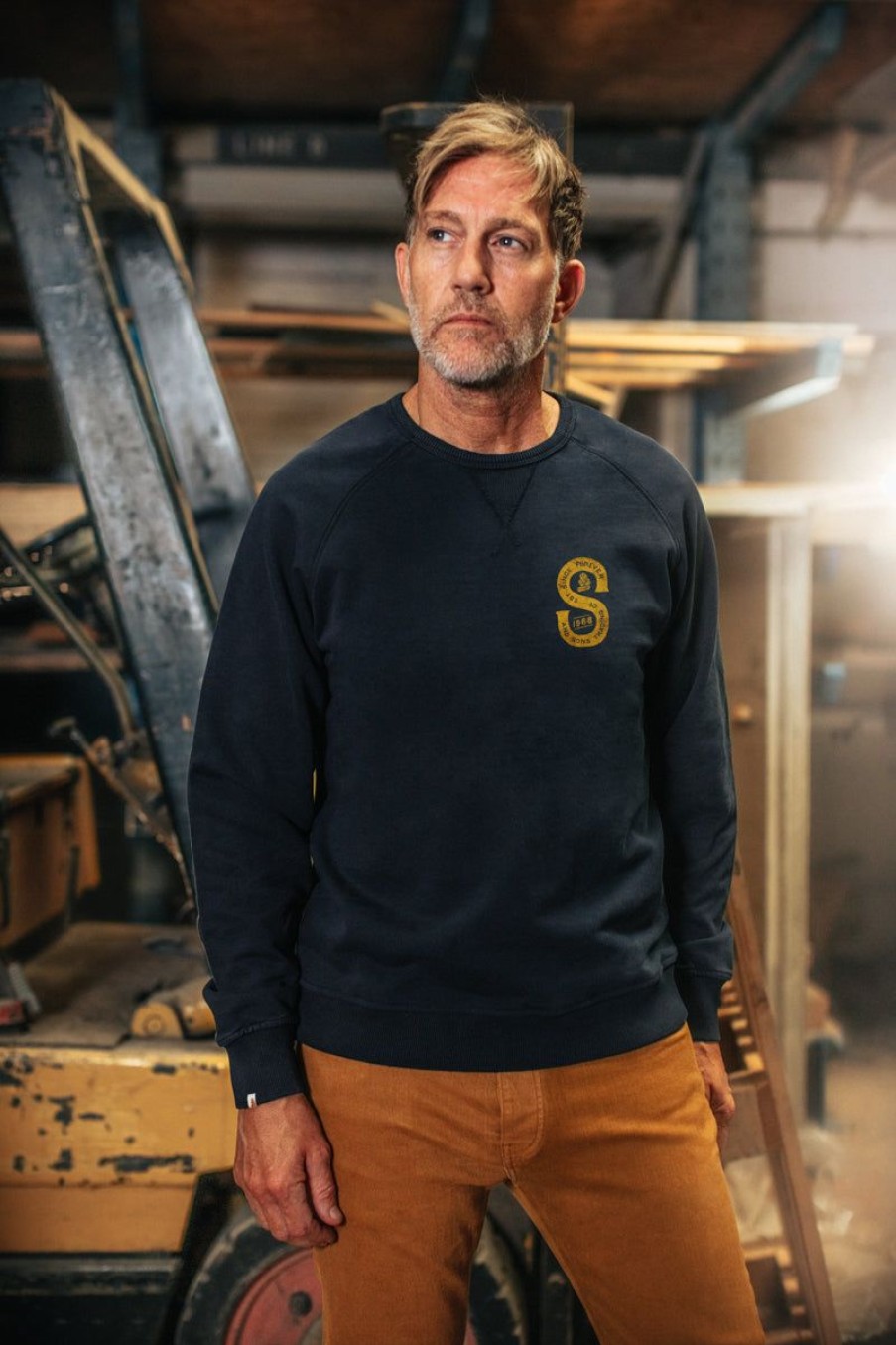 &SONS &Sons Sigma Sweatshirt Navy New